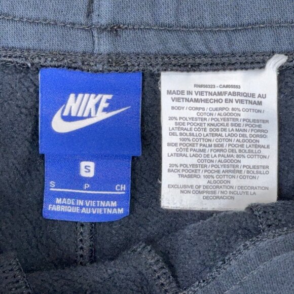Nike Fleece Shorts Mens Small Black Swoosh Drawstring Sportswear Club 843520-010 - Picture 4 of 11